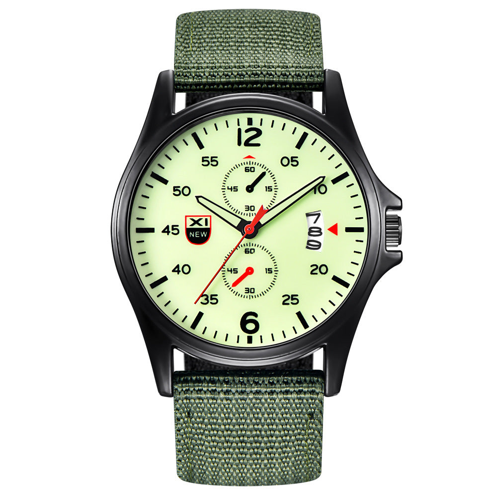 Orologio da polso da uomo al quarzo analogico, impermeabile, in nylon militare, con data, da uomo, con calendario, al quarzo