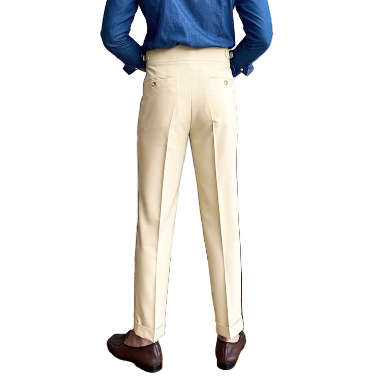 Men's Fashionable Business Casual Formal Pants Solid Color High Waist Straight Men's Business Suit Casual Pants - Acquisti Online