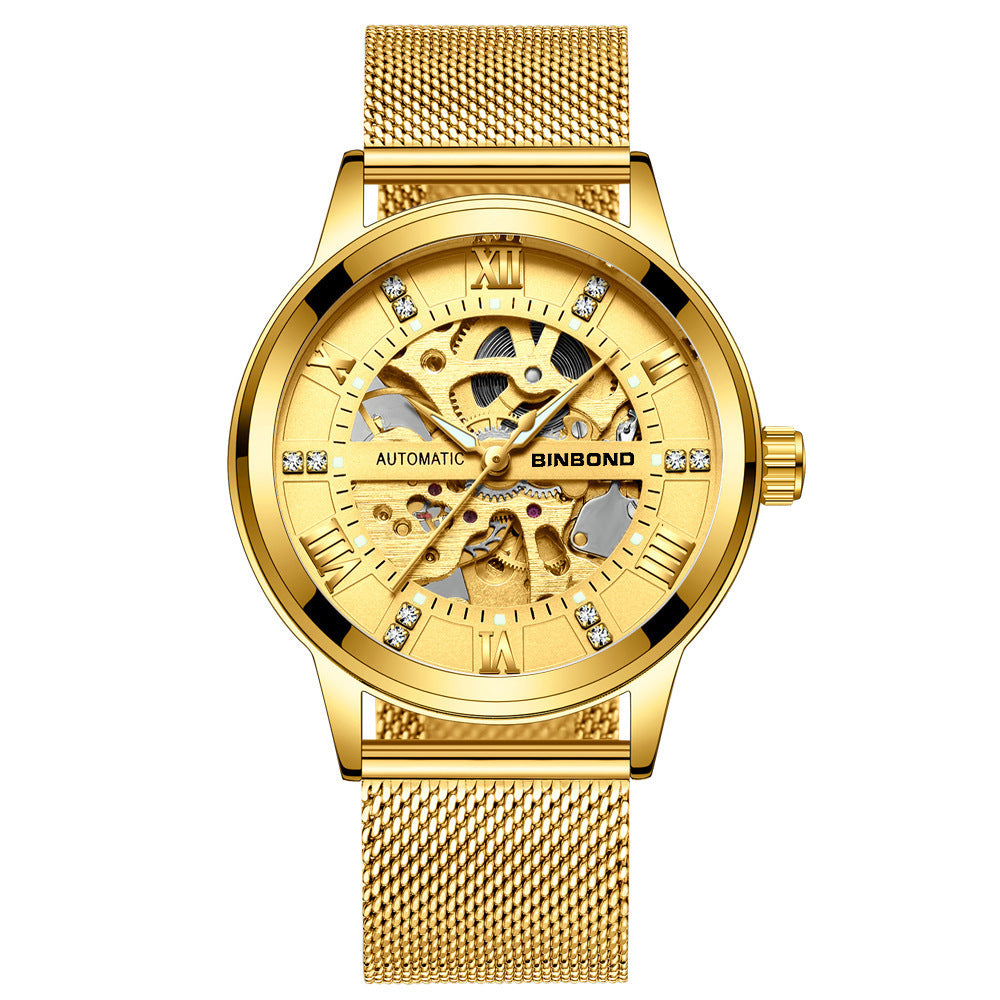 Men's Automatic Mechanical Watch Hollow Luminous Waterproof Simple Fashion Top Brand Stainless Steel Men's Watch - Acquisti Online