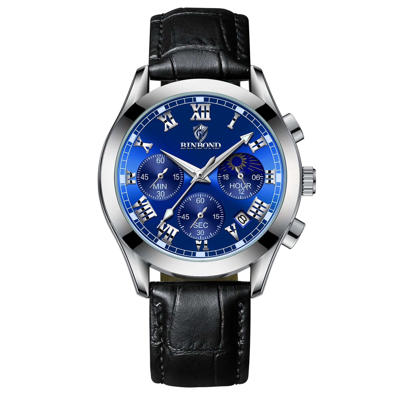 BINBOND Luxury Quartz Watch for Men Fashion Business Calendar Minimalist Wristwatch Sport Leather Watches Man Waterproof Luminous Men's Watch - Acquisti Online
