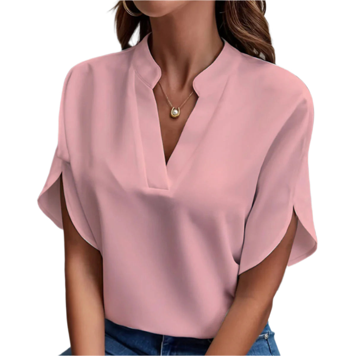 Zomers kort mouwen chiffon shirt Nieuw V-hals shirt Dames casual veelzijdige kleding