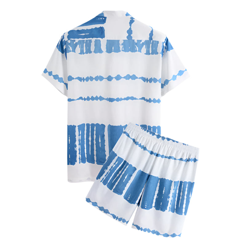 Personality Printing Lapel Shirt Loose Shorts Beach Suit - Acquisti Online