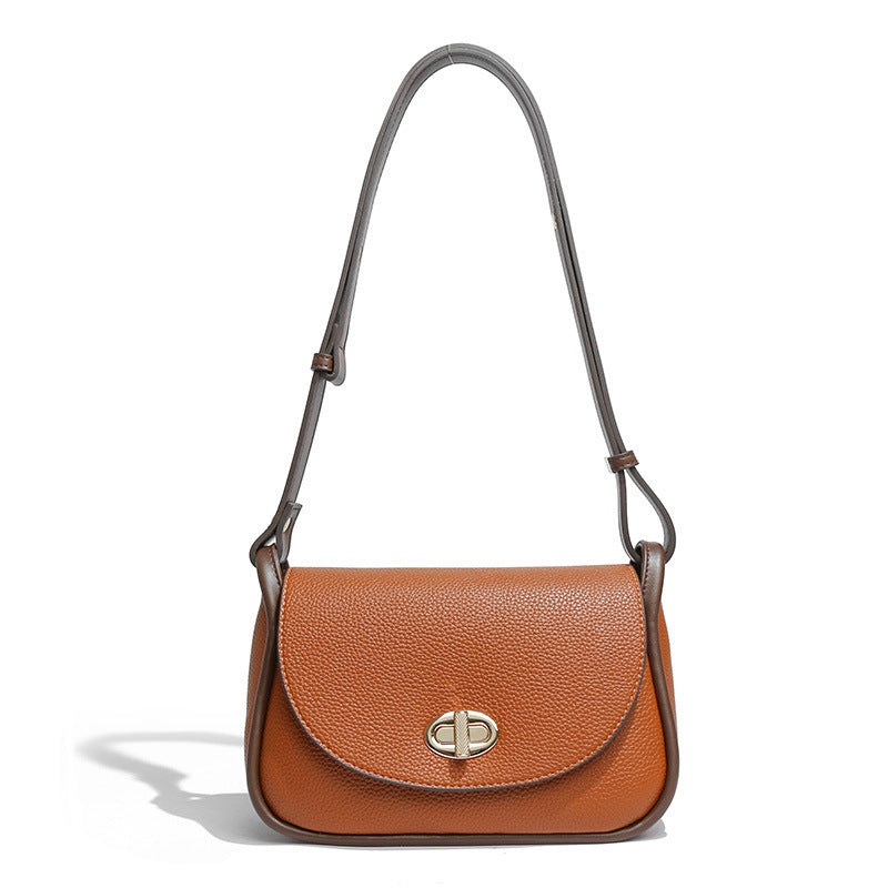 Women's Crossbody Bag Half Round Lock One Shoulder Flap Women's Shoulder Bag Large Capacity Women Handbag