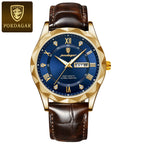 POEDAGAR Luxury Business Men's Wrist Watch Waterproof Luminous Date Week Men's Watch for Men Quartz Watch Leather Men's Watches reloj