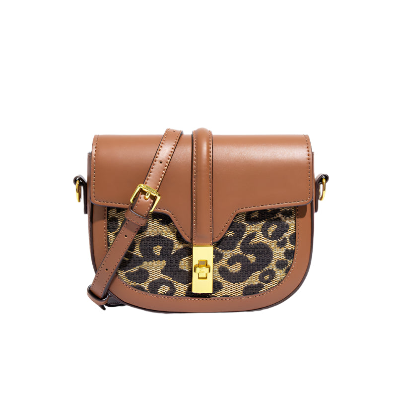 Dames schoudertas luipaardprint mode enkele schouder crossbody tas slot gesp leren dames schoudertas