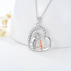 Sterling zilveren hart paard en meisje hanger ketting sieraden