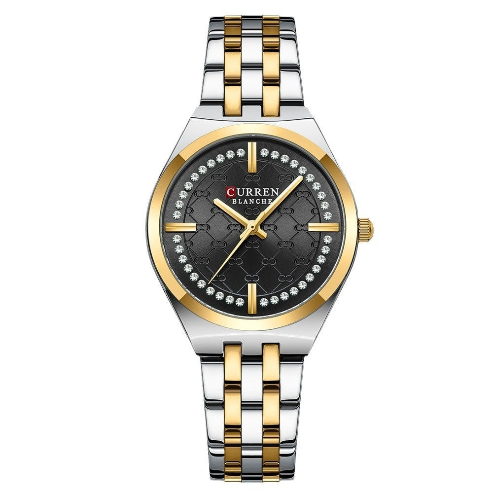 CURREN Women's Quartz Watch Luxury Diamond Stainless Steel Strap Waterproof Small Dial Ladies Casual Watches