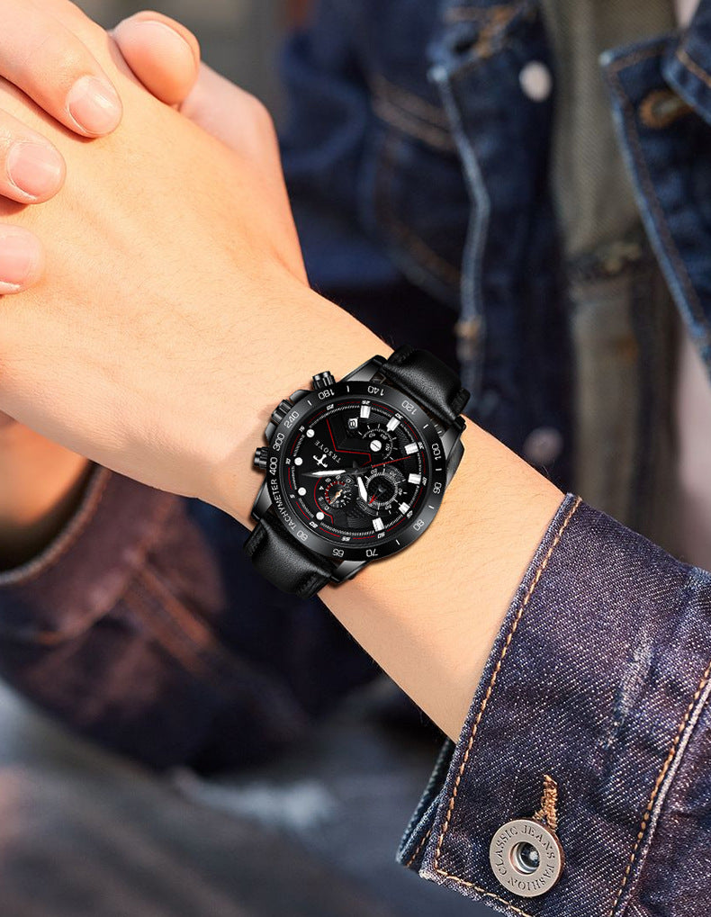 Trsoye Orologio da uomo casual alla moda sportivo impermeabile con movimento automatico al quarzo e cinturino in pelle