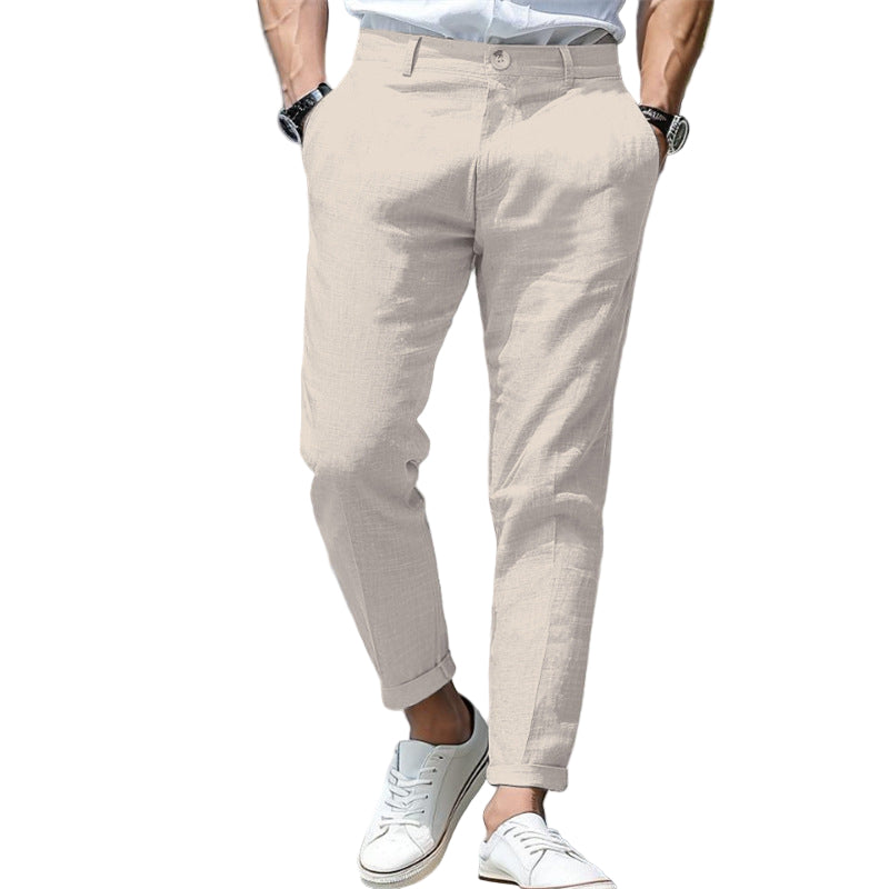 Men's Linen Summer Button Front Slant Pocket Straight-leg pant - Acquisti Online