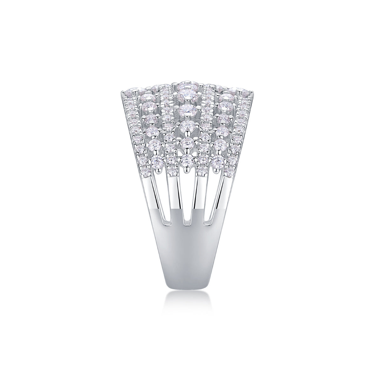 Women's Luxury Silver Ring Light Fine S925 Sterling Silver Moissanite Stones Elegant Sparkling Fashion Women's Ring - Acquisti Online