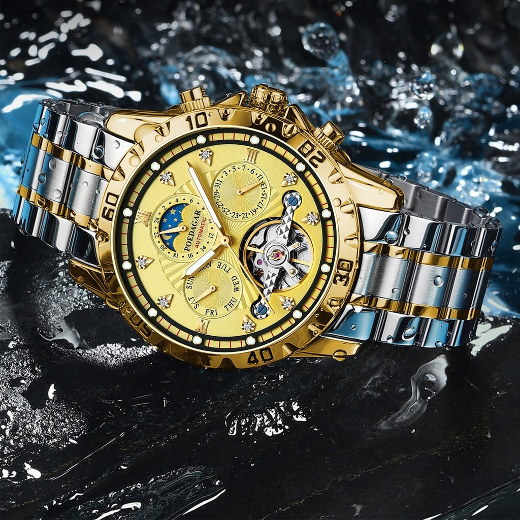 POEDAGAR Man Luxury Automatic Tourbillon Waterproof Steel Band Watch - Acquisti Online