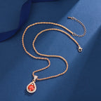 Women's Garnet Zircon Champagne Gold Ring Necklace