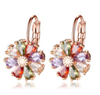 Copper Zircon Floral Diamond Necklace Stud Earrings