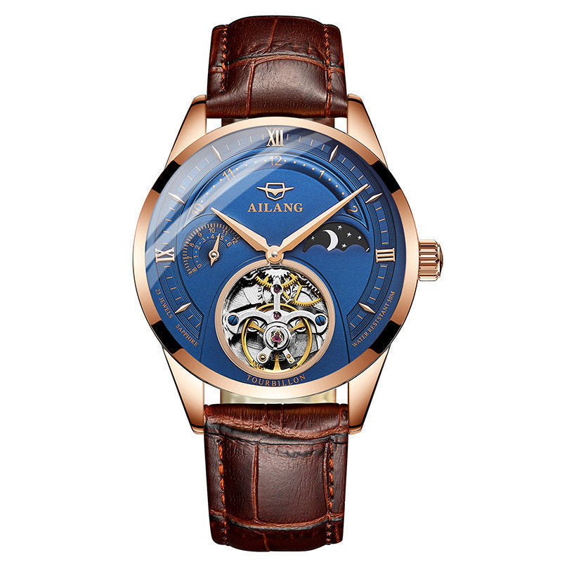 Ailang Men's Business Casual Watch Leather Band Automatic Mechanical Movement Watch Waterproof Man Watch