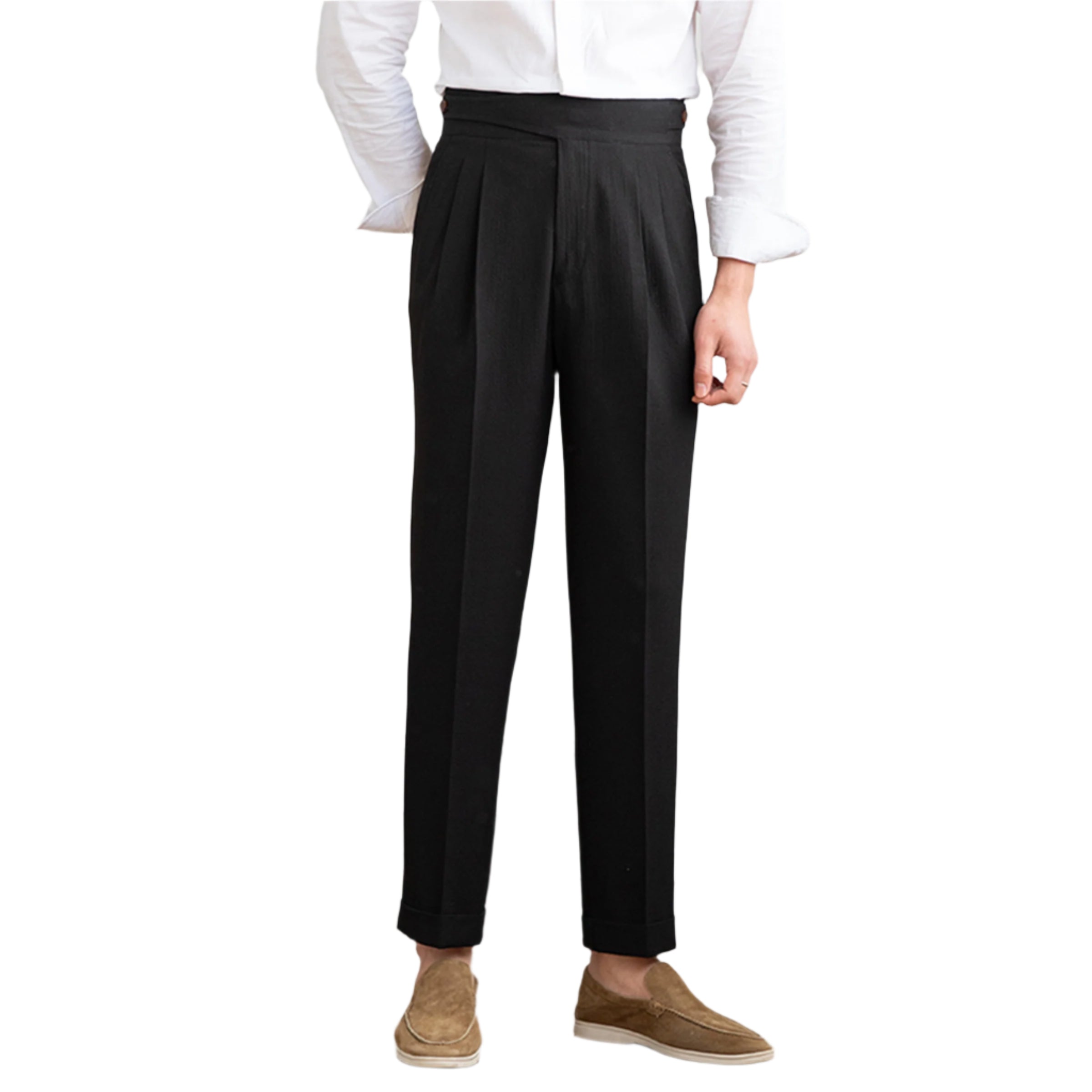 Men's Fashionable Business Casual Pants High Waist Straight Men's Pant Vintage Italian Solid Color Men's Formal Pants - Acquisti Online