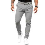 Men's Pure Color Tight Pocket Zipper Business Casual Slim-fitting Pant