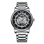 Orologi da polso meccanici automatici alla moda per uomo, analogici, minimalisti, luminosi, scheletrati, orologi da uomo