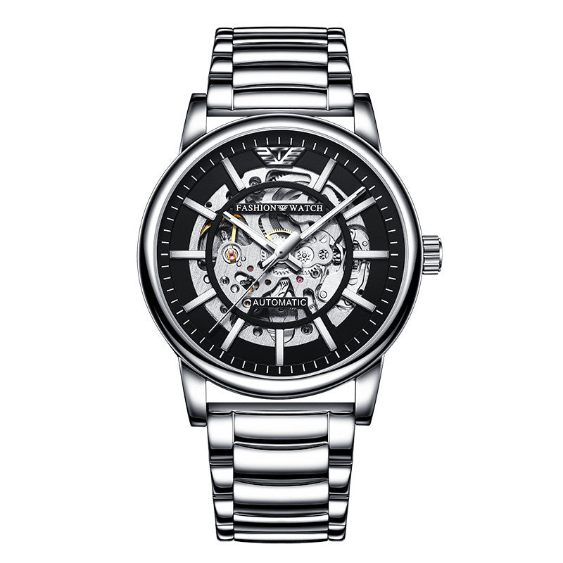 Orologi da polso meccanici automatici alla moda per uomo, analogici, minimalisti, luminosi, scheletrati, orologi da uomo