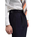 Autumn Wool Blended Single Pleated Striped Suit Men's Pants