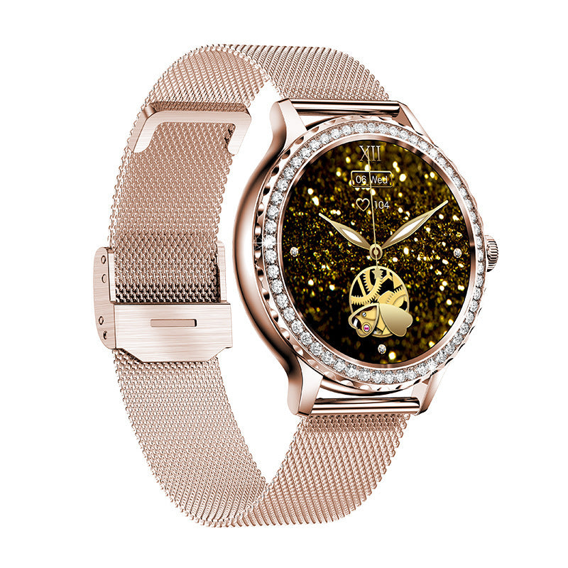 Orologio intelligente multifunzione da donna con monitoraggio della salute, promemoria intelligente, monitoraggio del fitness e chiamata Bluetooth Rhinstone
