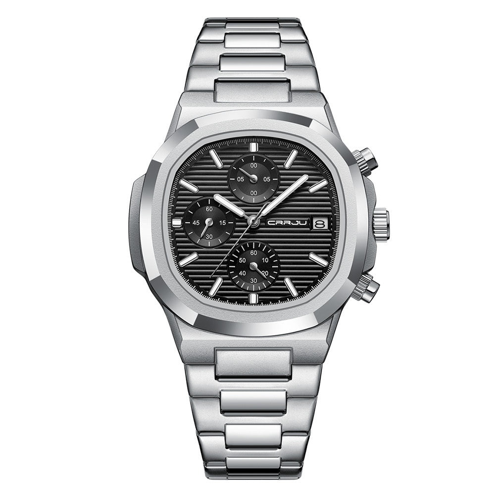 Fashionable Men's Quartz Watch Multifunctional Waterproof Calendar Luminous Stainless Steel Six-pin Men's Quartz Watch