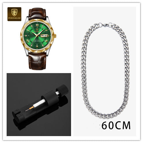 POEDAGAR Luxury Business Men's Wrist Watch Waterproof Luminous Date Week Men's Watch for Men Quartz Watch Leather Men's Watches reloj