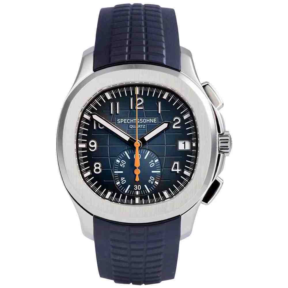 Specht&amp;Sohne Orologio da uomo alla moda, cronografo al quarzo con data, in gomma antiurto, impermeabile fino a 50 m