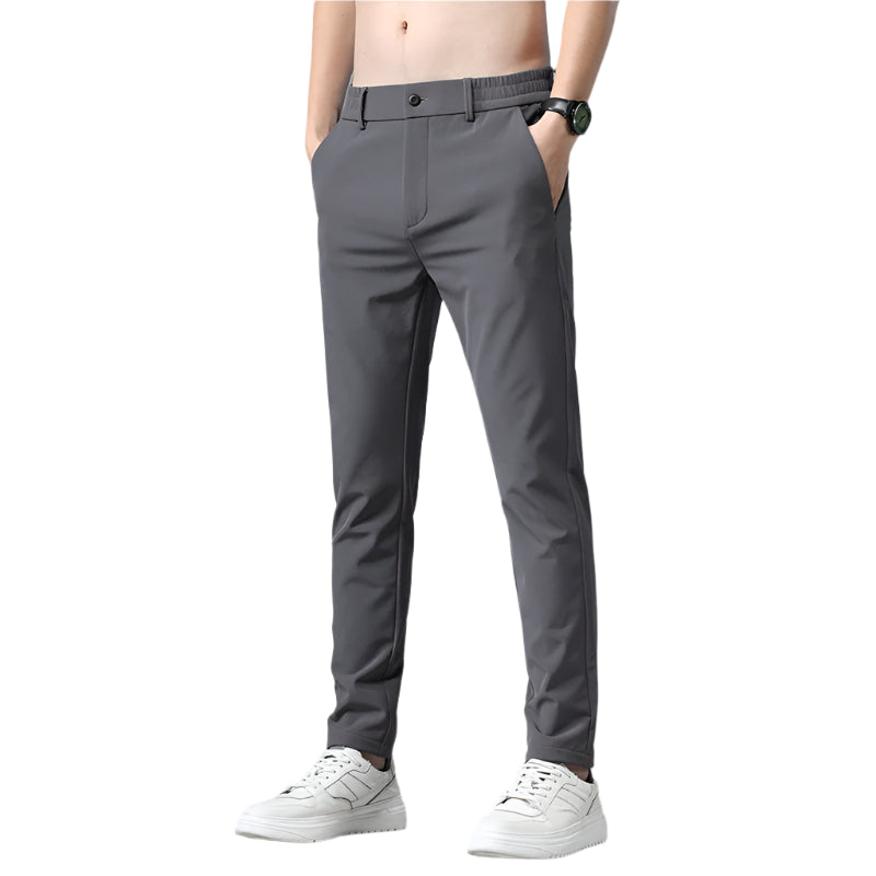 Men's Fashionable Casual Formal Pants Solid Color Casual Suit Thin Pants Medium Elastic Nylon Fashion Men's Casual Pants