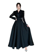 Witte voorkant borst bloem kralen kant garen Franse stijl retro lange mouw mode slanke damesjurk