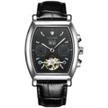 Tevise Man Automatic Movement Mechanical Watch Waterproof Leather Band Multifunctional Wine Barrel Men's Watch