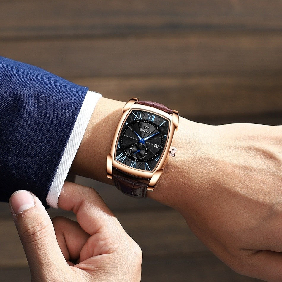 Man Classic Waterproof Leather Band Watch - Acquisti Online