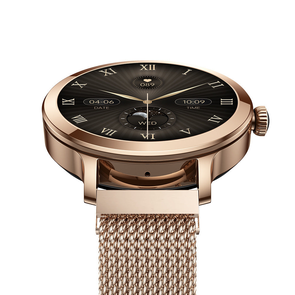 Orologio intelligente da donna AMOLED con Bluetooth, monitoraggio della pressione sanguigna e della frequenza cardiaca, Smart Remainder