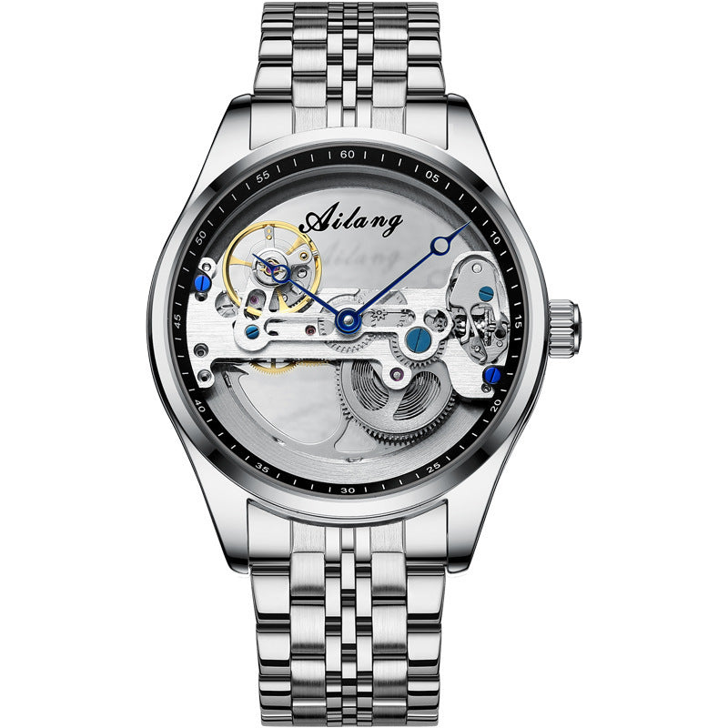 AILANG Hollow Transparent Automatic Mechanical Watch for Men Leather Strap Skeleton Men's Watch