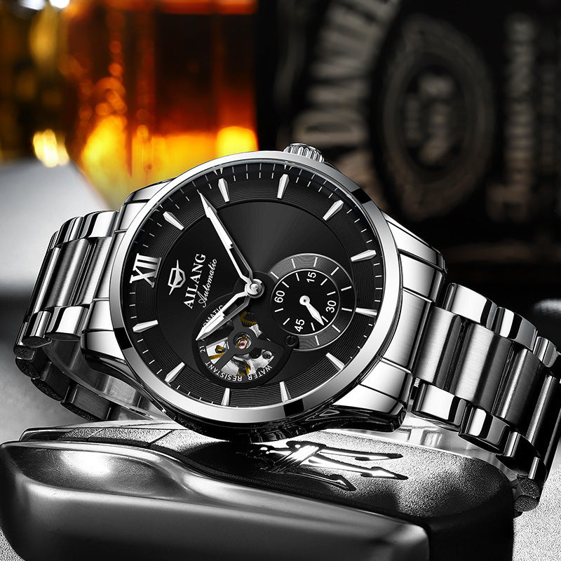 AILANG Men's Business Casual Fashion Watch Automatic Mechanical Movement Watch Waterproof Steel Band Man Watch - Acquisti Online