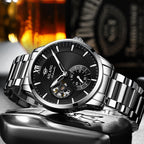 AILANG Men's Business Casual Fashion Watch Automatic Mechanical Movement Watch Waterproof Steel Band Man Watch - Acquisti Online