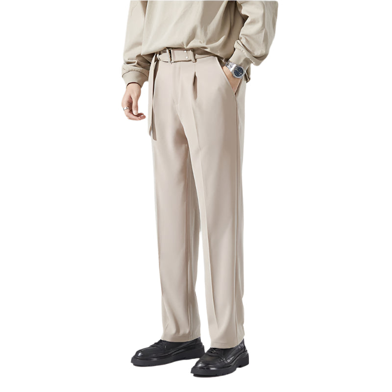 Fashion Detachable Belt Draping Wide-leg Suit Pants For Men's