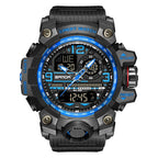 SANDA 3132 Men's Watches Dual Display Waterproof Sports Watch Men's Alarm Stopwatch Quartz Digital Wristwatch