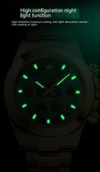 Olevs Men's Fashionable Business Casual Watch Luminous Waterproof Multifunctional Steel Band Automatic Watch