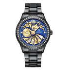 Orologio meccanico automatico da uomo alla moda TIANNBU con diamanti, in acciaio inossidabile, impermeabile