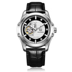 Orologio meccanico da uomo con cinturino in pelle in acciaio inossidabile di alta qualità