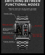 Binbond Men's Steel Belt Electronic Watch Double Inserts Multi-Functional Waterproof Quartz Movement Watch - Acquisti Online