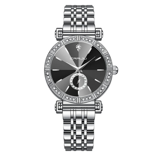 CRRJU Luxury Quartz Wrist watches for Women Stainless Steel Bracelet Rhinestones Bling Dail Elegant Ladies Quartz Watch