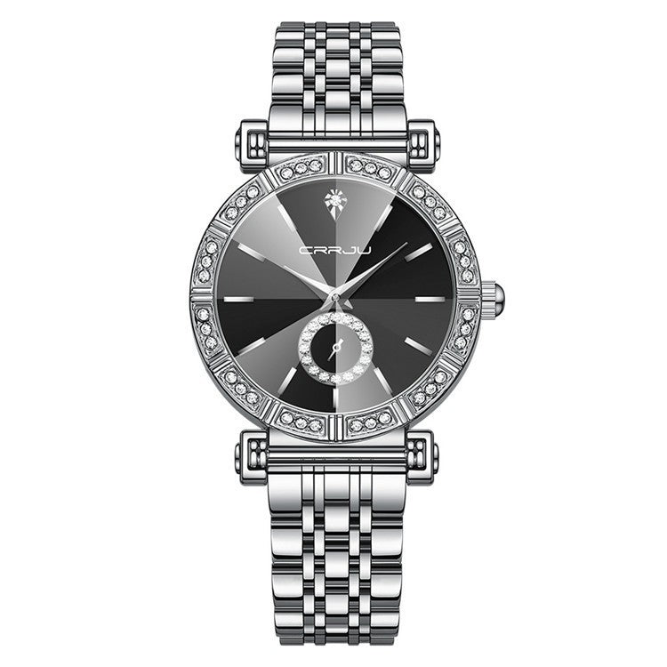 CRRJU Luxury Quartz Wrist watches for Women Stainless Steel Bracelet Rhinestones Bling Dail Elegant Ladies Quartz Watch
