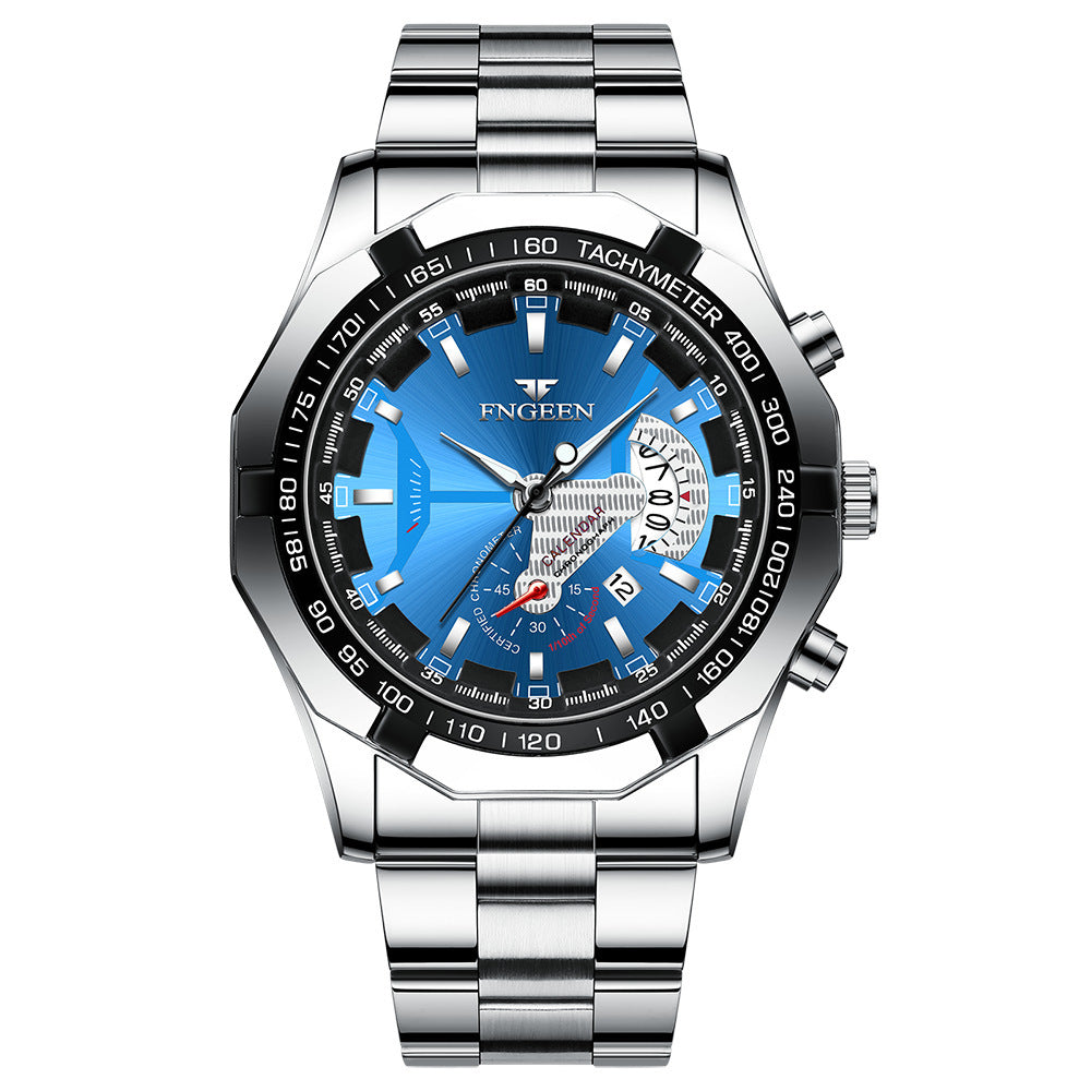 Orologio da Uomo Fngeen Impermeabile Movimento Automatico al Quarzo Luminoso Cinturino in Acciaio Orologio da Uomo Elegante per il Business