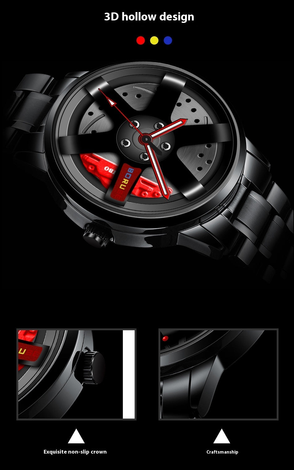 Orologio da uomo di lusso con volante per auto, marchio AMG, quadrante con bordo, orologio da uomo alla moda, orologio da uomo impermeabile 3D