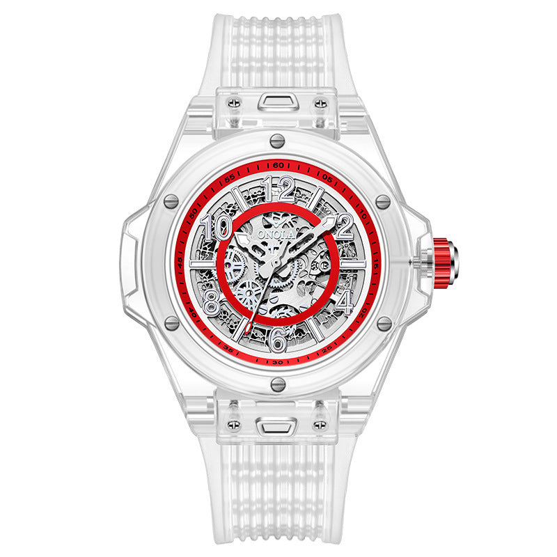 Men's Automatic Mechanical Watch Combines Precision Engineering With a Sleek, transparent design Rubber Belt  Watch - Acquisti Online