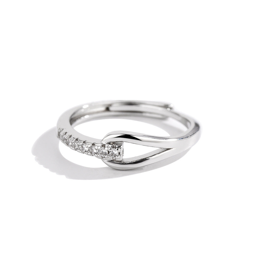 Anello aperto Lubert's Tears in argento 925 con diamanti incastonati per donna