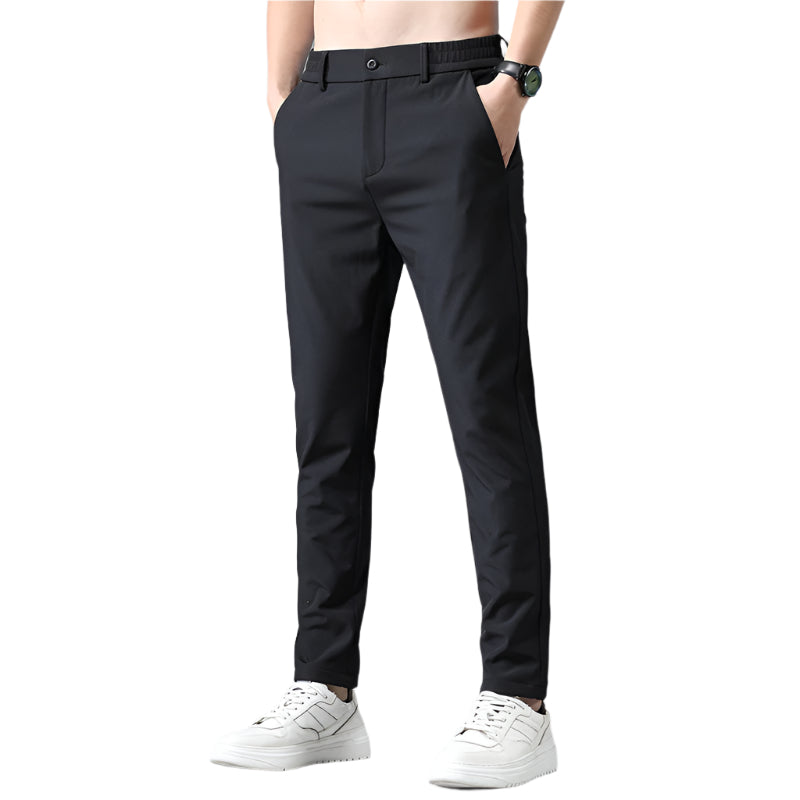 Men's Fashionable Casual Formal Pants Solid Color Casual Suit Thin Pants Medium Elastic Nylon Fashion Men's Casual Pants