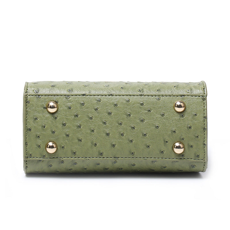 Women's Fashionable Shoulder Bag Original Leather Large Capacity Buckle Bag Ostrich Pattern single Shoulder Diagonal Bag