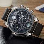 Oulm Large Dial Men's Watch Quartz Watch Casual Two Places To Go with Steel Mesh Strap